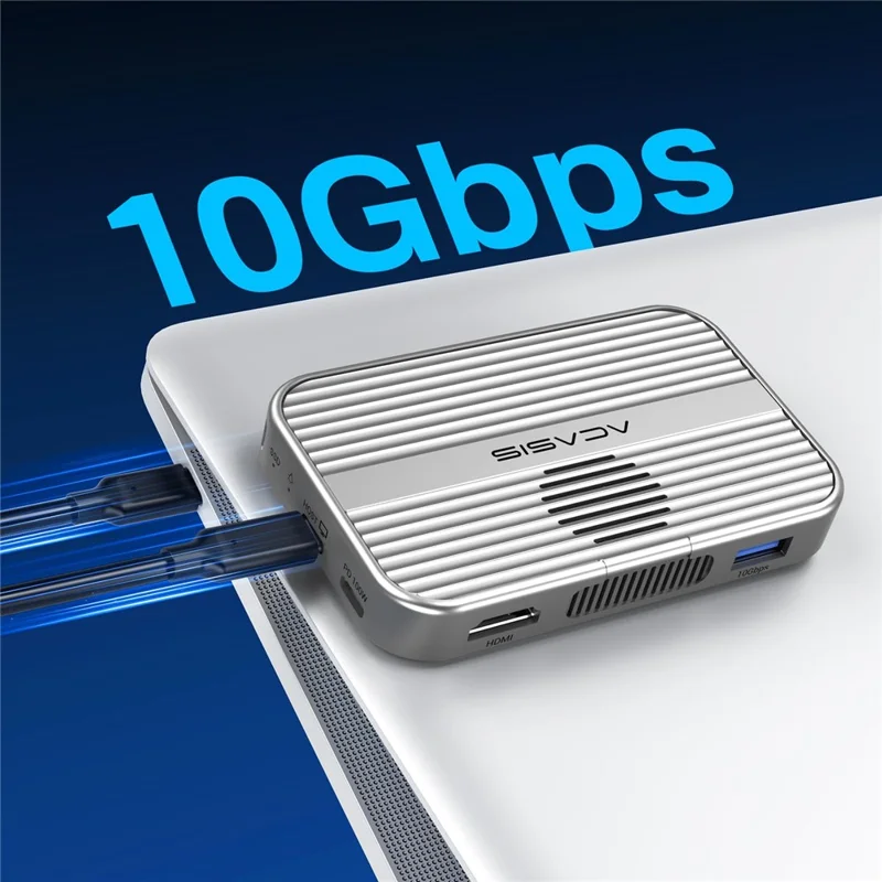 ACASIS EC-1401 10Gbps Magnetic M.2 NVMe SSD Enclosure 6 in 1 USB-C Docking Station with Cooling Fan - Orange
