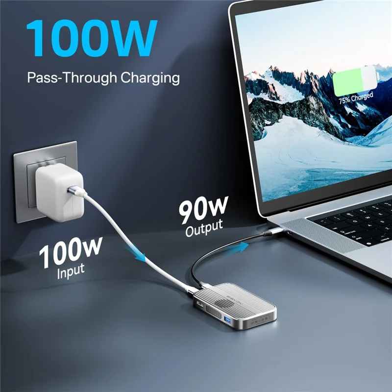 ACASIS EC-1401 10Gbps Magnetic M.2 NVMe SSD Enclosure 6 in 1 USB-C Docking Station with Cooling Fan - Orange