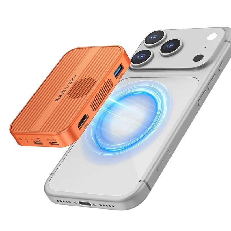 ACASIS EC-1401 10Gbps Magnetic M.2 NVMe SSD Enclosure 6 in 1 USB-C Docking Station with Cooling Fan - Orange