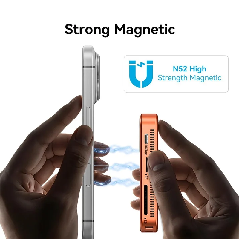 ACASIS EC-1401 10Gbps Magnetic M.2 NVMe SSD Enclosure 6 in 1 USB-C Docking Station with Cooling Fan - Orange