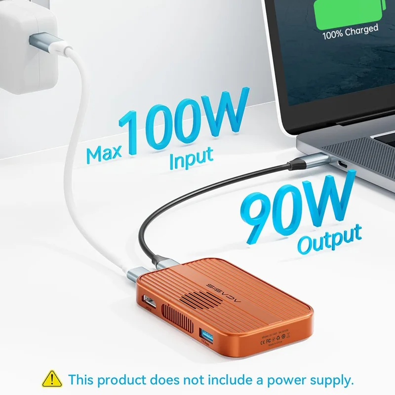 ACASIS EC-1401 10Gbps Magnetic M.2 NVMe SSD Enclosure 6 in 1 USB-C Docking Station with Cooling Fan - Orange
