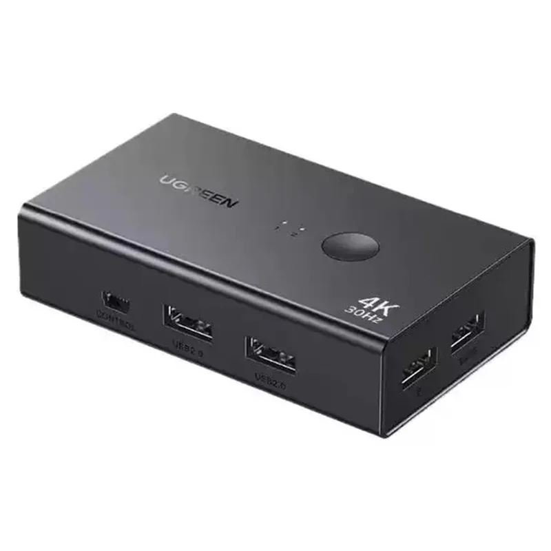 UGREEN CM607 90809 4K 30Hz HD KVM-Switch 2-Eingang-1-Ausgang mit Desktop-Controller für die gemeinsame Nutzung durch zwei PCs – Schwarz