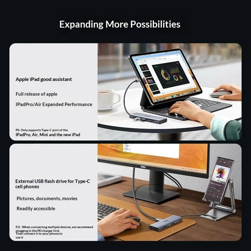 UGREEN 15601 Docking Station 10 in 1 USB-C Hub with HD VGA SD / TF Card Reader PD 100W Fast Charging