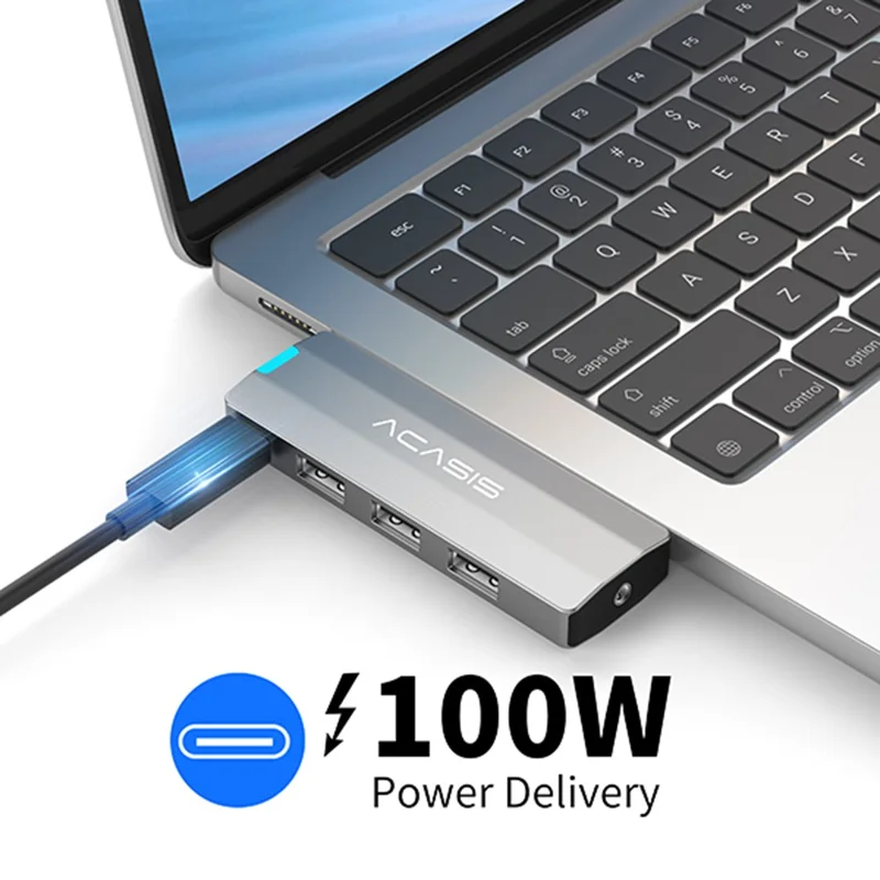 ACASIS Concentrador USB 5 en 1 para MacBook Pro/Air PD 100 W Thunderbolt 3 USB-C 3x USB-A 10 Gbps Estación de acoplamiento con vídeo 5K