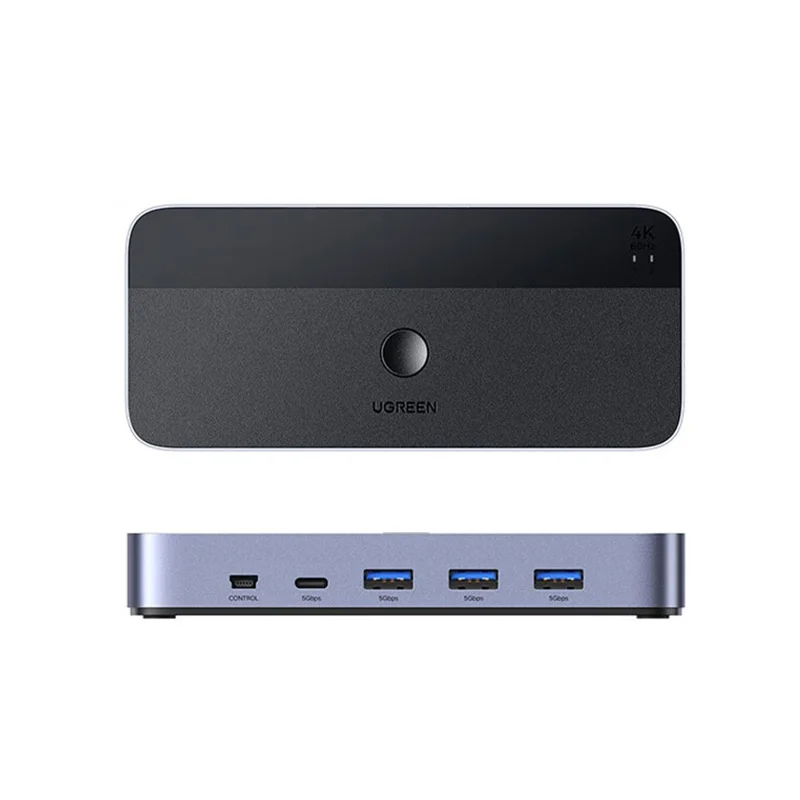 UGREEN 35765 HD KVM Switch 2 en 1 Salida 4K 60Hz USB 3.0 Dispositivo de Compartición para Controlador de Escritorio