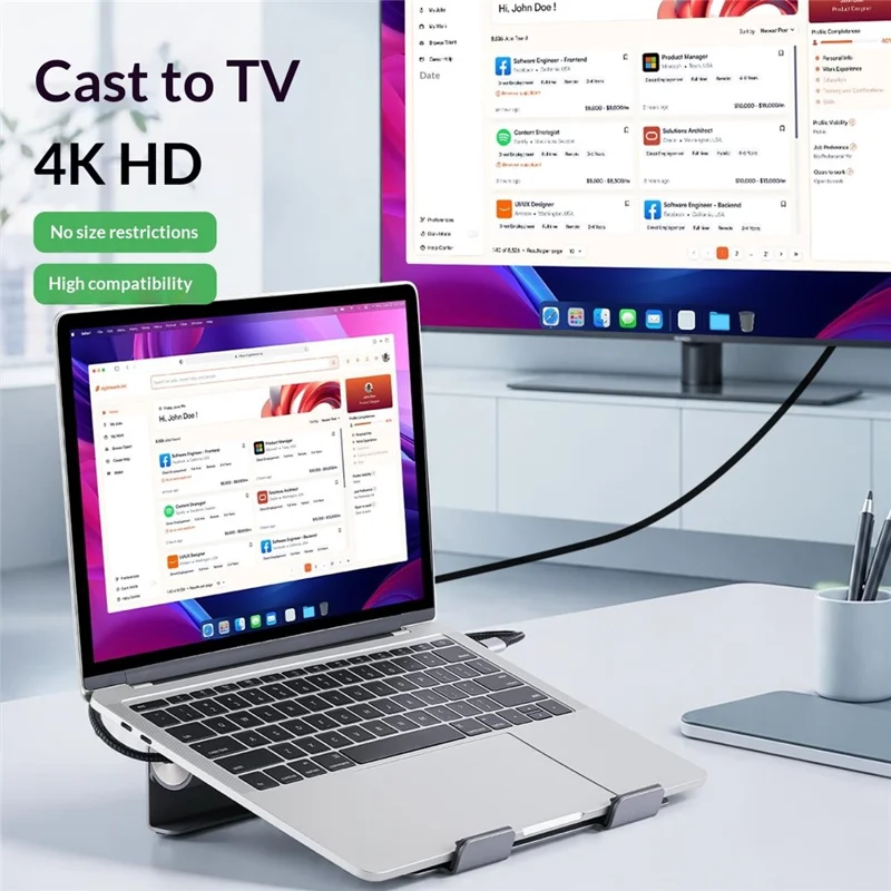 2601 Laptop Stand with Docking Station 11 in 1 PD 100W 4K HD DP RJ45 USB-C Hub - Grey