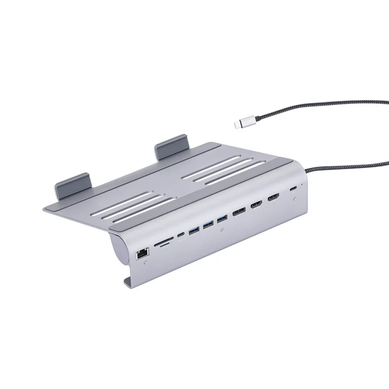 2601 Laptop Stand with Docking Station 11 in 1 PD 100W 4K HD DP RJ45 USB-C Hub - Grey