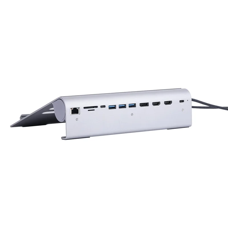 2601 Laptop Stand with Docking Station 11 in 1 PD 100W 4K HD DP RJ45 USB-C Hub - Grey