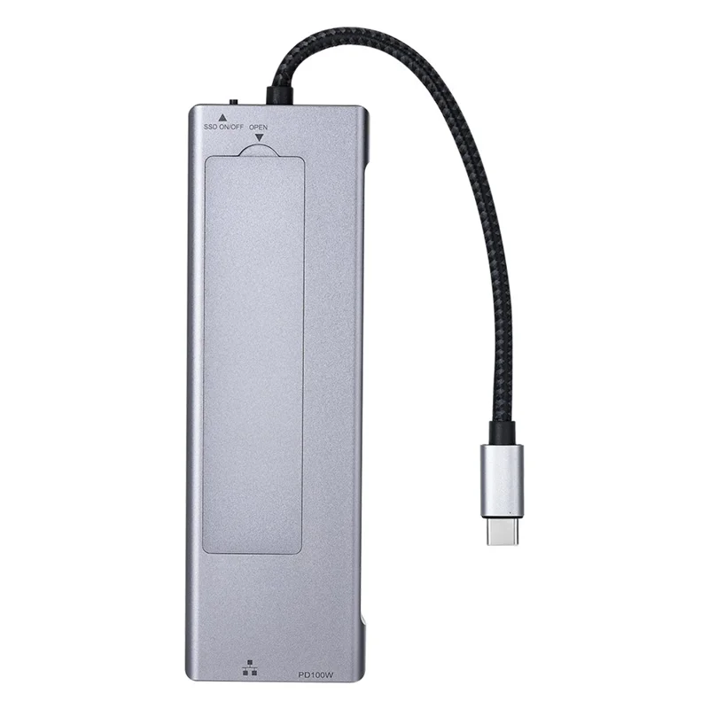 2605 USB 3.2 Hub 8 in 1 Type-C Docking Station Card Reader 4K HD M.2 NVMe Enclosure for Laptop - Grey