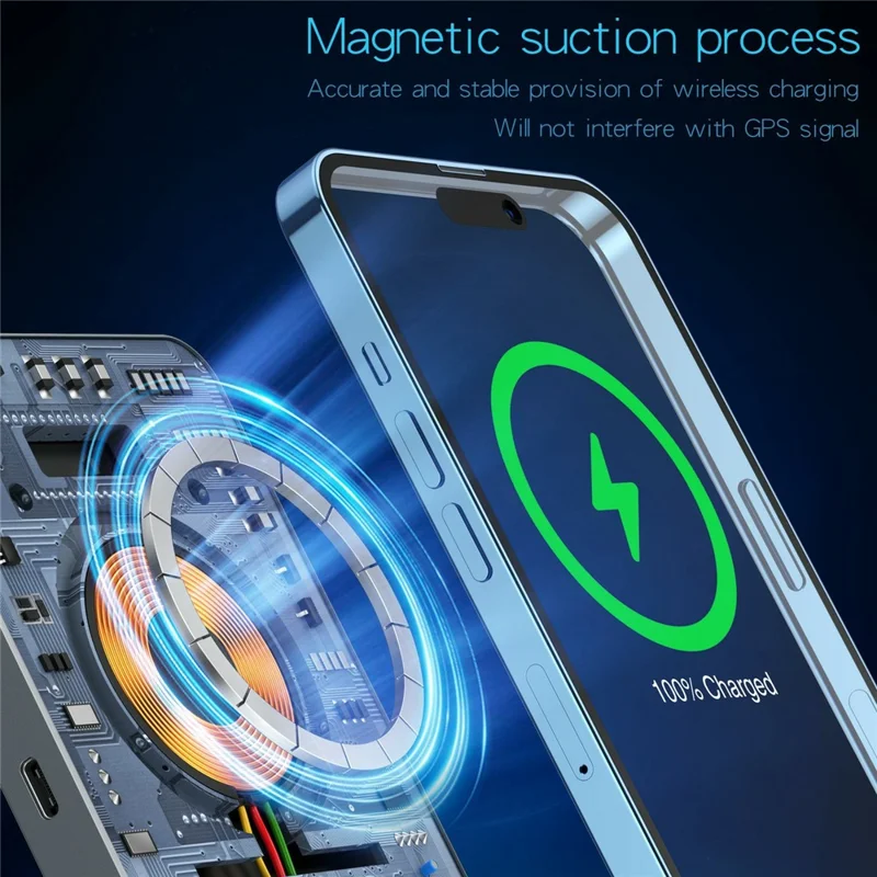 YC7209 USB-C Hub 10 in 1 Docking Station 15W Magnetic Wireless Charger with SD TF Card Reader