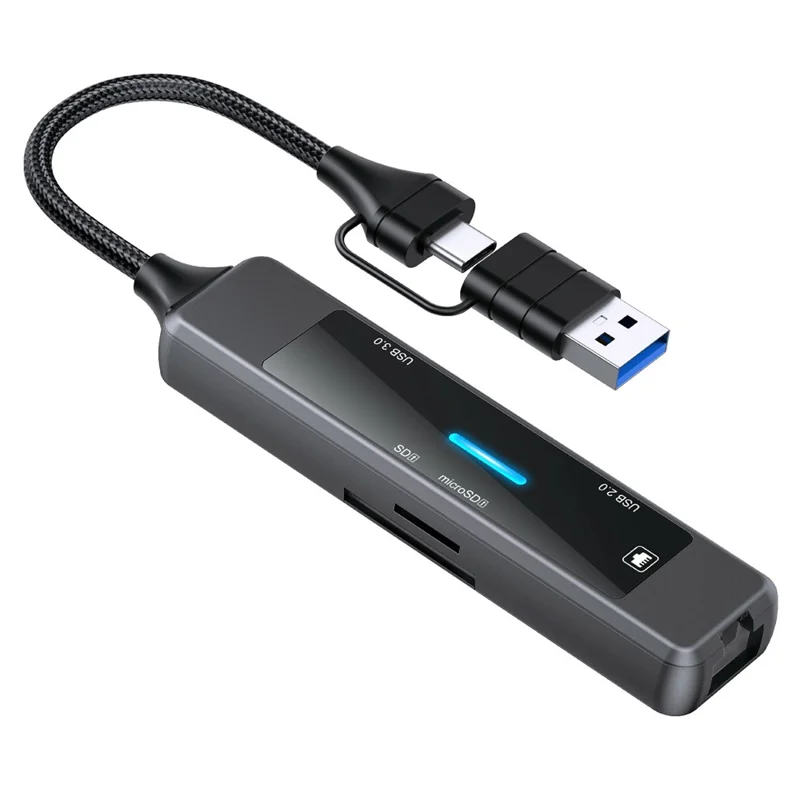 YC-912 USB-A 3.0 / USB-C Hub 5 in 1 Docking Station with 100Mbps Ethernet RJ45 SD TF Card Reader