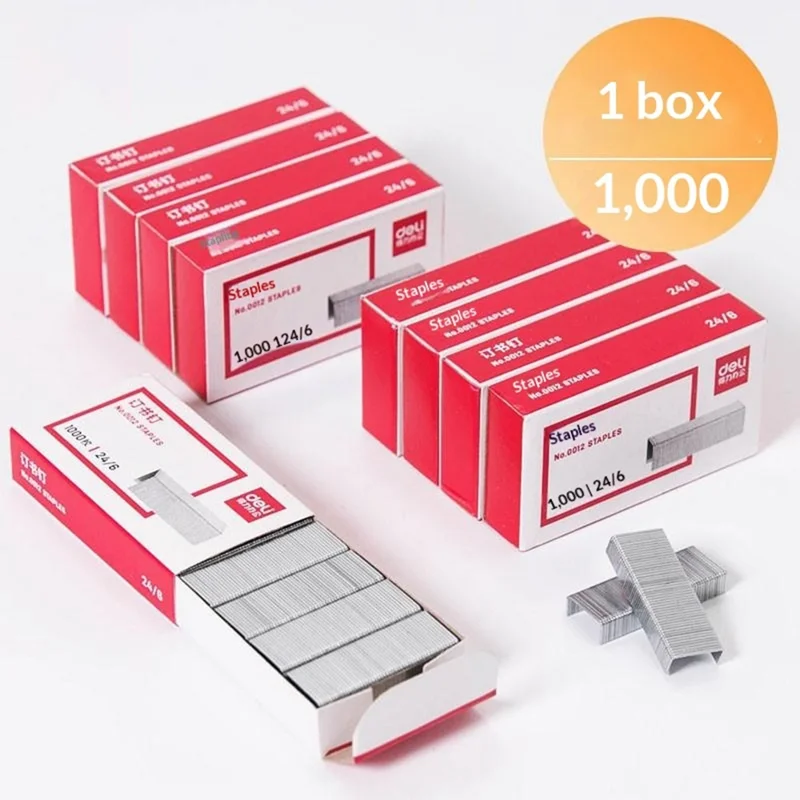 DELI 0012 1000 шт./коробка Степлеры 24/6 Стандартные скобы из высокопрочной стали с защитой от ржавчины