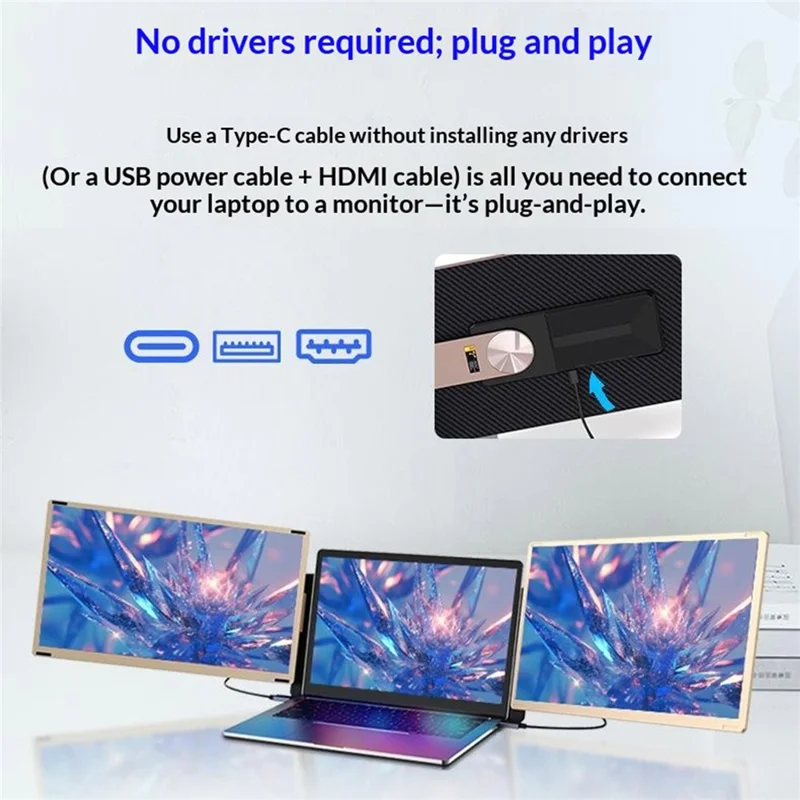 S7PRO 16 inch 2.5K Dual Screen Portable Monitor for Laptop HD IPS Display with Stand - Black