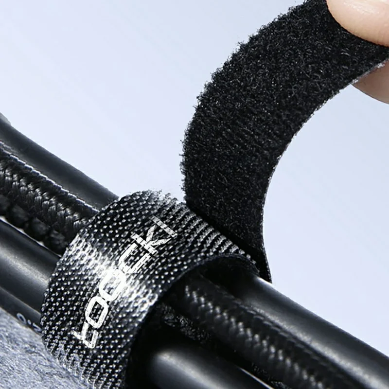 TOOCKI TQ-LX01 2m Magic Tape Reusable Cuttable Cable Tie for Home Office Cable Management - Black