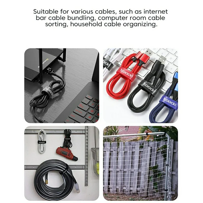 TOOCKI TQ-LX01 2m Magic Tape Reusable Cuttable Cable Tie for Home Office Cable Management - Black