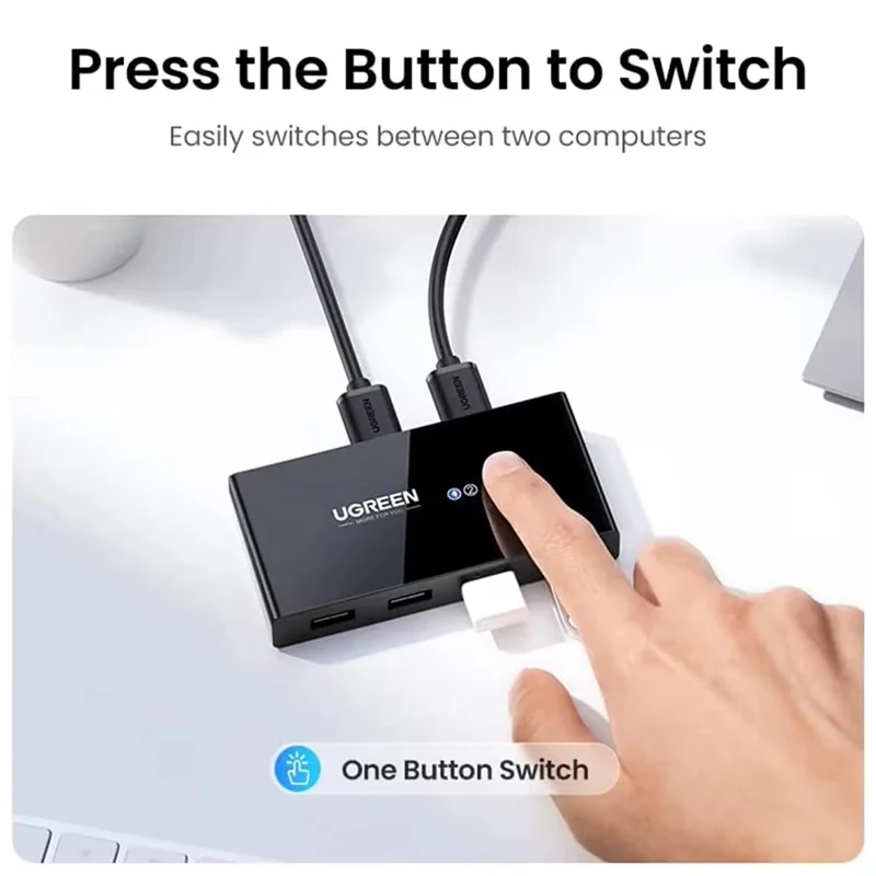 UGREEN US216 30767 2 in 4 Out USB 2.0 Sharing Switch Box for Two Computer Peripheral Sharing - Black