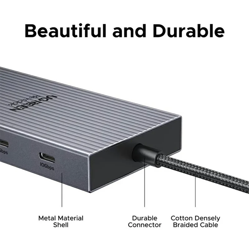 UGREEN 55767 USB-C Hub 4K Triple Display 10Gbps Data Transfer USB-C 3.2 PD 100W Charging - Grey