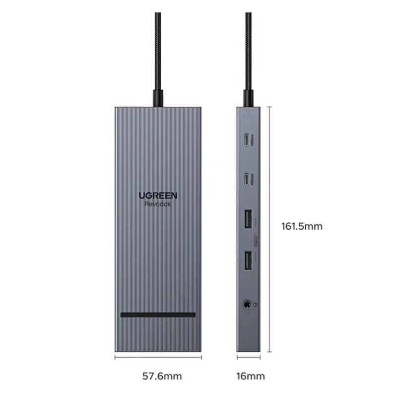 UGREEN 55767 USB-C Hub 4K Triple Display 10Gbps Data Transfer USB-C 3.2 PD 100W Charging - Grey