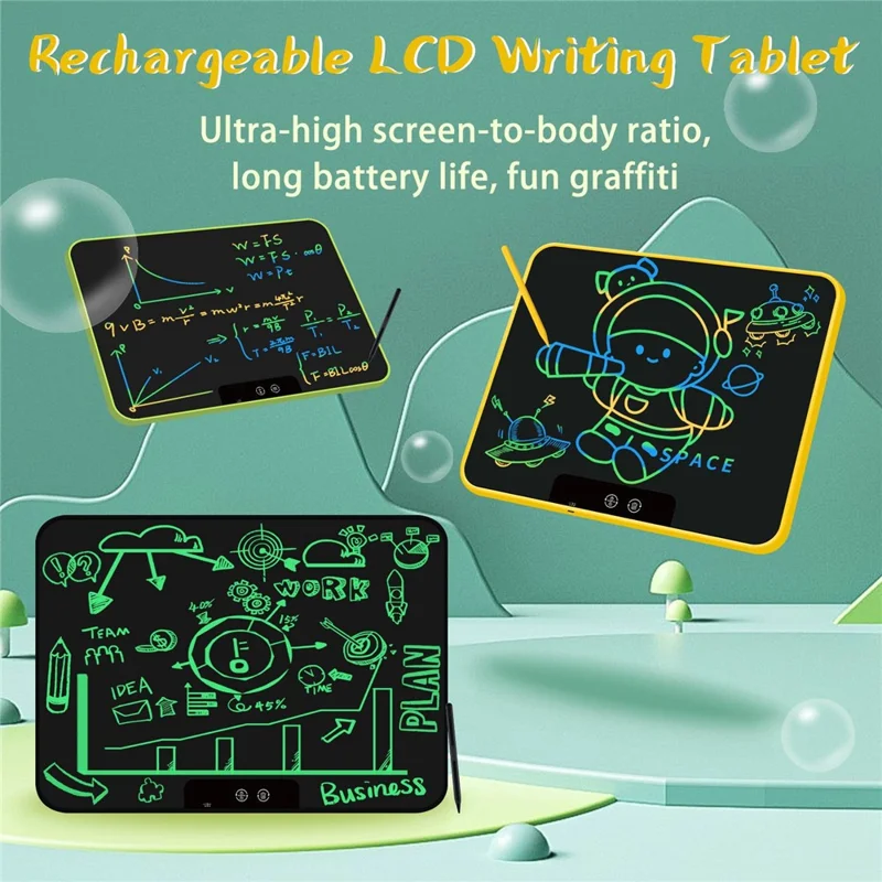 230X 23 inch LCD Writing Tablet for Kids Graffiti Board with 2 Pens Electronic Drawing Tablet Drawing Pads Board Learning Educational Toy (Solid Handwriting Color) - Black