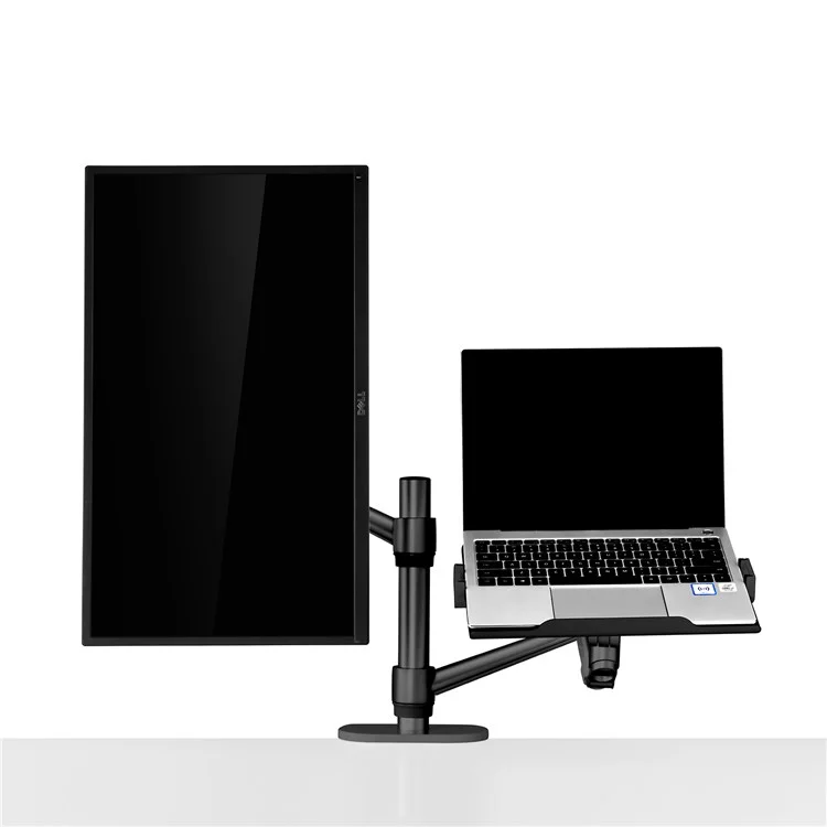 OL-3LPro Monitor Desk Mount Height Adjustable Air Pressure Arm Stand with Laptop Holder Support Dual-Screen Working - Black