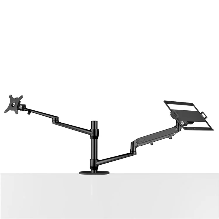 OL-3LPro Monitor Desk Mount Height Adjustable Air Pressure Arm Stand with Laptop Holder Support Dual-Screen Working - Black