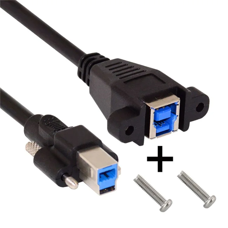 U3-007-0.5M Dual Thumbscrews USB 3.0 Back Panel Mount B Male to Female B Type Extension Cable 0.5m