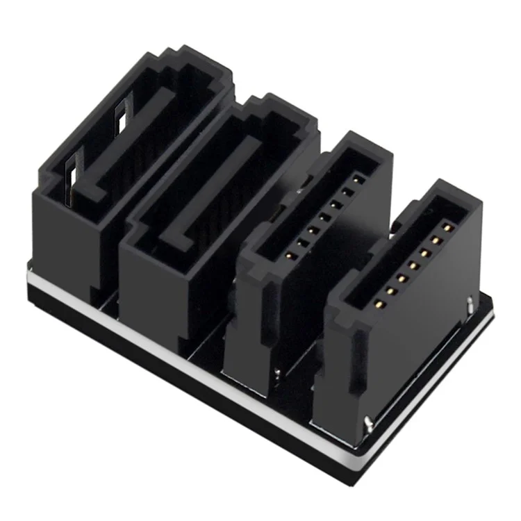 SA-041 360 Degree Angled Dual SATA 7Pin Female to 7Pin Male Adapter Low Profile for Desktops SSD HDD Mainboard Motherboard