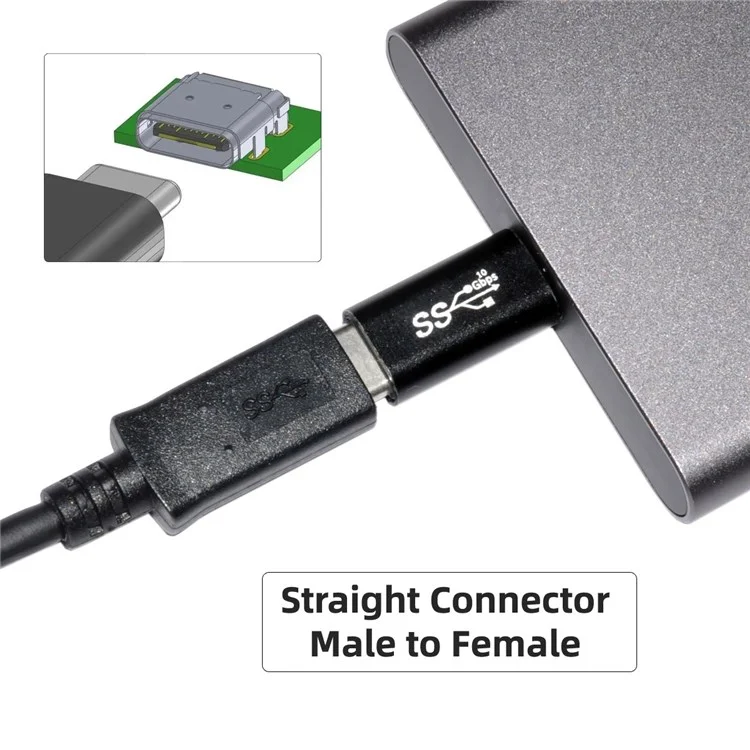 UC-103 2Pcs/Set Elbow USB-C Male to Female + Straight USB-C Male to Female Data Transmission Adapter
