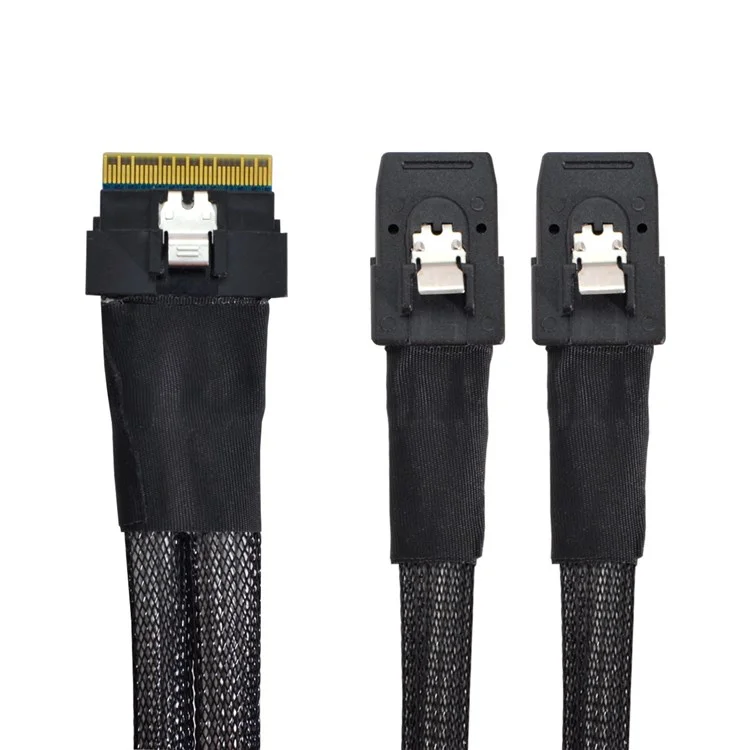 Sf-029-0,5 m 0,5m PCI-E Ultraport Slimline SAS Slim 4.0 SFF-8654 8i 74pin à Double SFF-8087 Mini Sas Cable