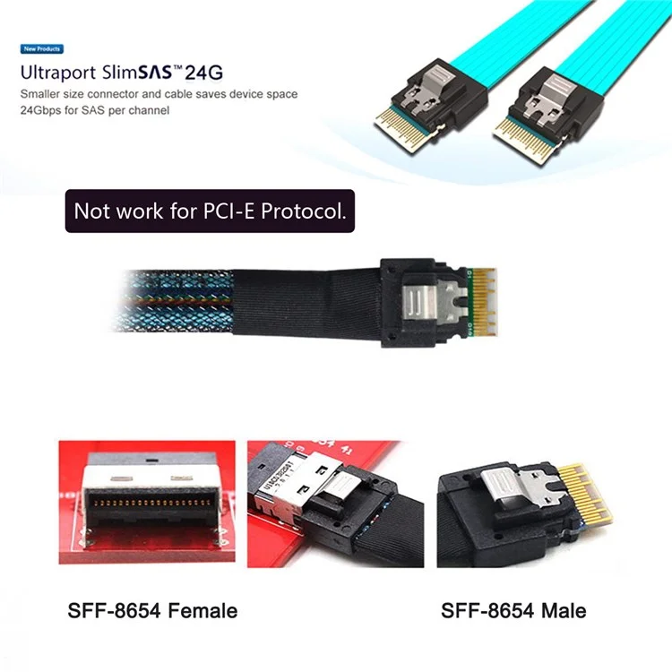 Sf-047-1,0 Млн. Slimline SAS 4.0 SFF-8654 4i 38pin Host до 4 SAS 29pin SFF-8482 Целевой Диск Fanout Fanout Raid Cable 1m