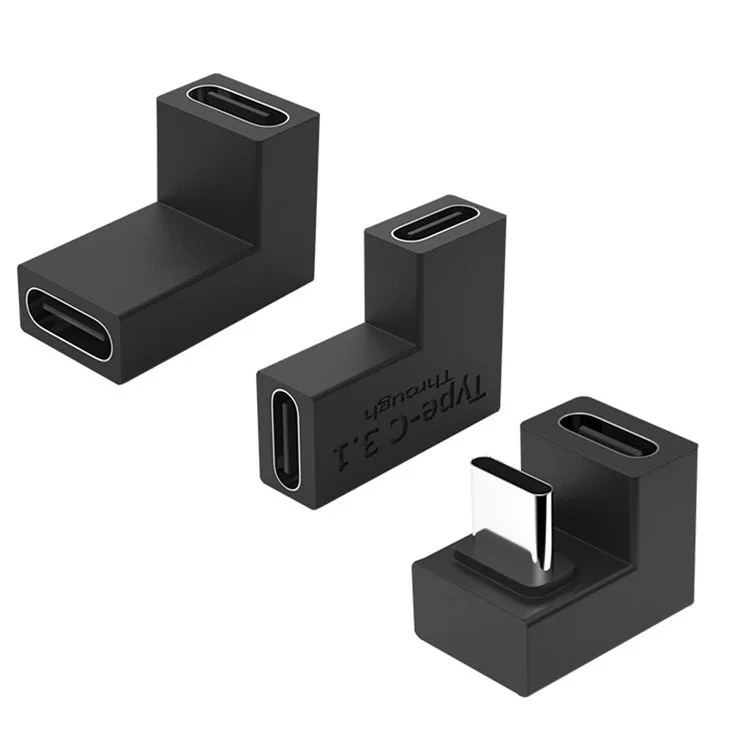 UC-077 3pcs/set USB-C Masculino Para Fêmea + USB-C Feminino Para Fêmea Adaptador de Carregamento de Cotovelo Feminino