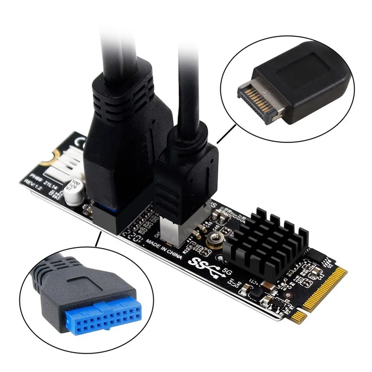 EP-018 NVME NGFF M-Key Express Card to Type-E USB 3.1 Front Panel and USB 3.0 20Pin Socket VL805 Adapter for Motherboard