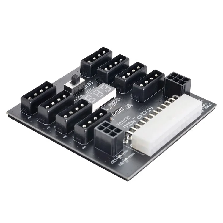 PW-005 ATX-24PIN to IDE 8X 4Pin +2X 6Pin Power Supply Board for CHIA ETH BTC