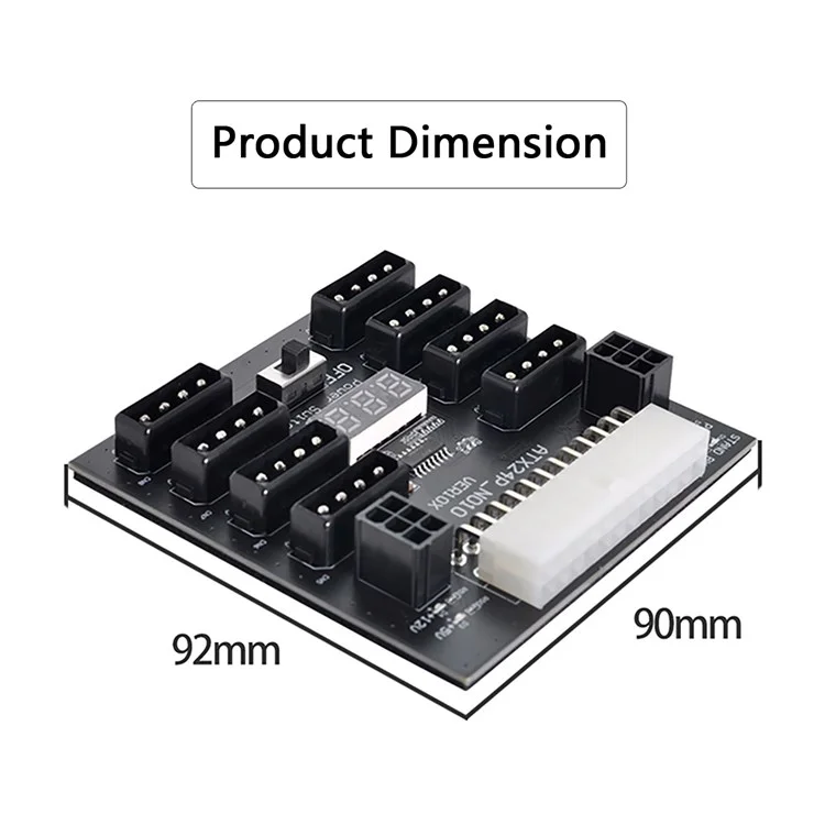 PW-005 ATX-24PIN to IDE 8X 4Pin +2X 6Pin Power Supply Board for CHIA ETH BTC