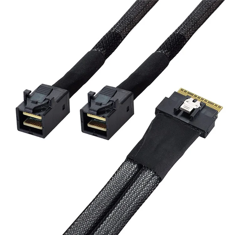SF-010-0.5M PCI-E Ultraport Slimline SAS Slim 4.0 SFF-8654 8i 74Pin to Dual SFF-8643 4i Mini SAS HD Cable PCI-Express, 0.5m