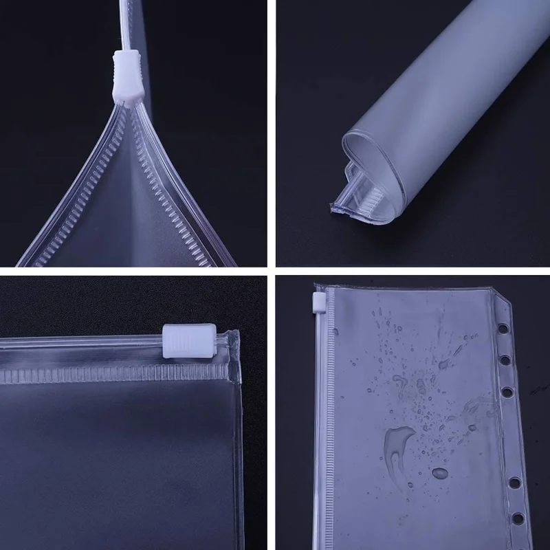 24Pcs A6 Binder Pockets PVC Zipper Folders for 6-Ring Notebook Binder Files Reports Binder, Translucent