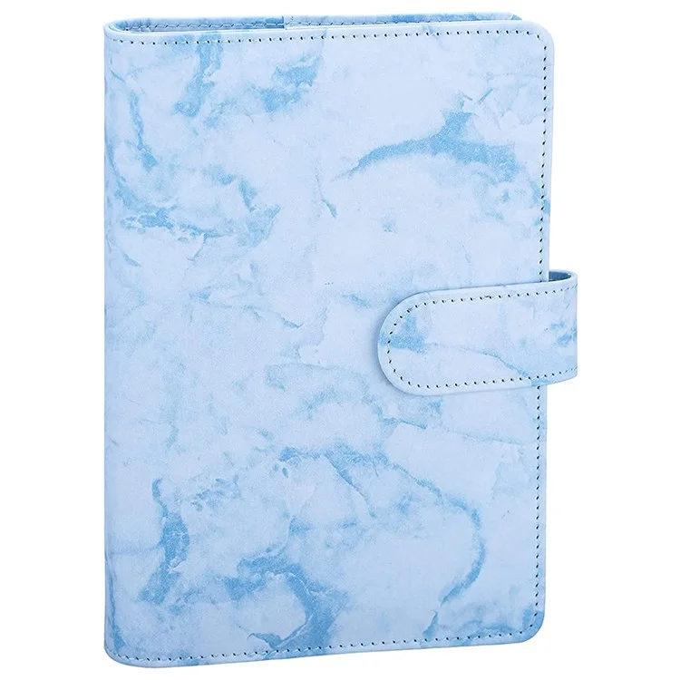 A6 Budget Binder Rechargeable 6 Ring Notebook Planner Couverture Pour A6 Recharge Paper Mode Sauvegarde Pour Les Enveloppes En Espèces Modèle En Marbre A6 Mini Liant Personnel Avec Fermeture De Boucle Magnétique - Bleu
