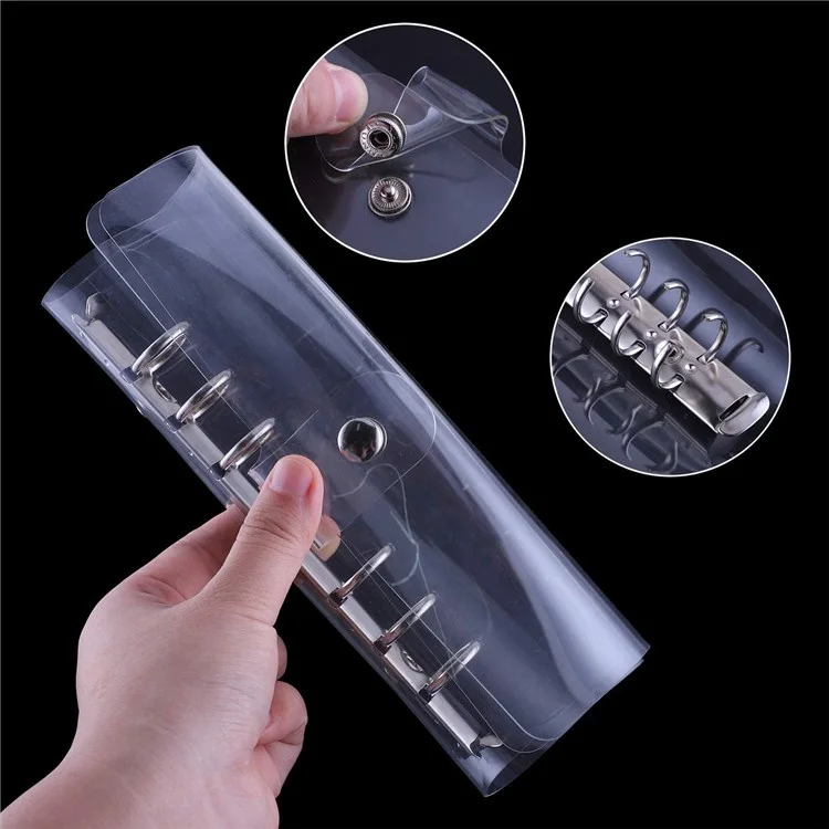 Clear PVC A6 Refillable Binder Cover 6-Ring Personal Notebook Budget Binder Cover for Cash Envelopes and Binder Pockets