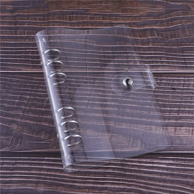 Clear PVC A6 Refillable Binder Cover 6-Ring Personal Notebook Budget Binder Cover for Cash Envelopes and Binder Pockets