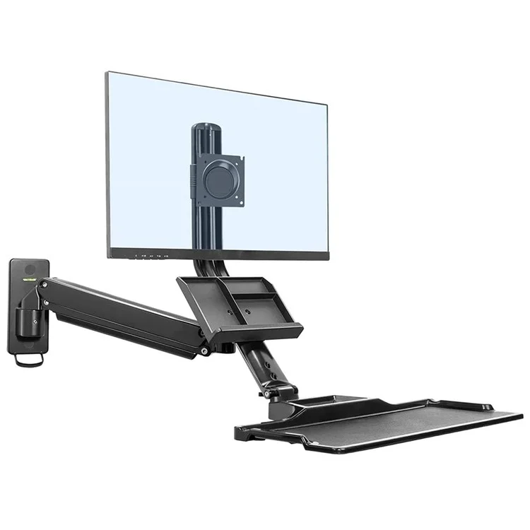 North Bayou MB32 Montaje de Pared Sit/Stand Workstation Ajustable Soporte de Monitor de 19-27 Pulgadas Con Bandeja de Teclado