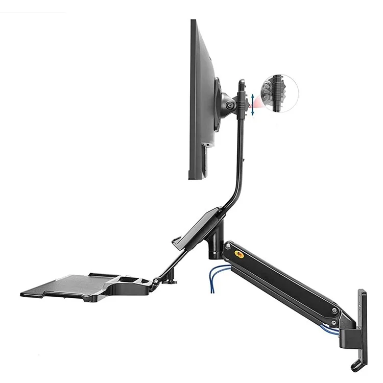 North Bayou MB32 Wall Mount Sit / Stand Stand Workstation Adjustable 19-27 Pouces Moniteur de Moniteur Avec Plateau de Clavier