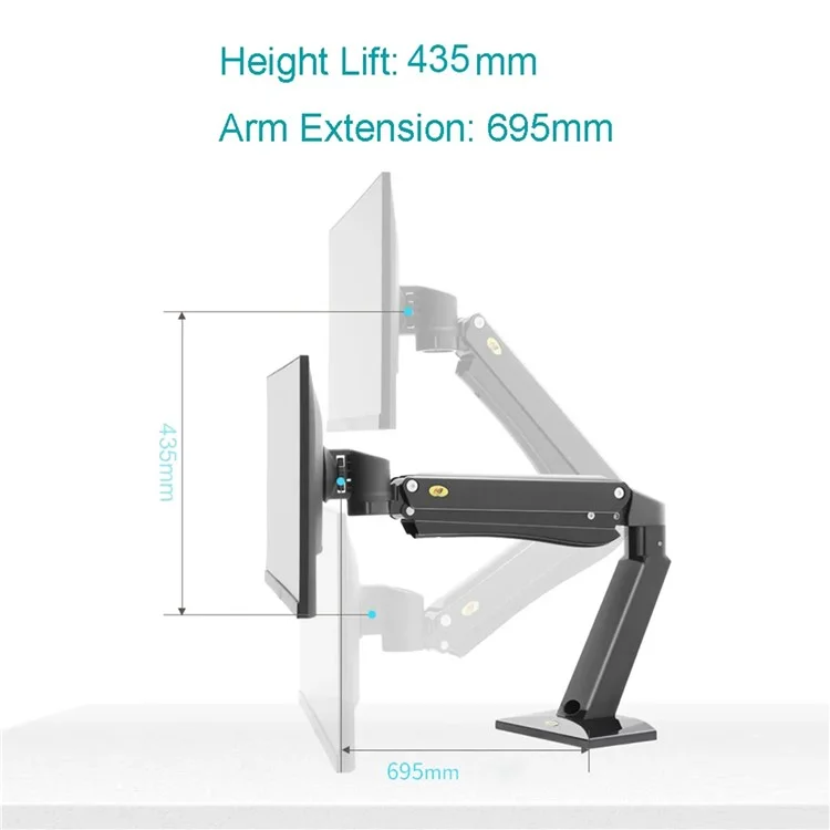 NORTH BAYOU NB45 Desktop Adjustable 24-42 inch Computer Monitor Holder Support Arm Bracket