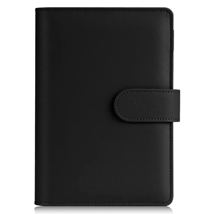 A6 Size 6-Ring PU Leather Notebook Binder Cover Magnetic Closure Planner Journal Binder Shell - Black