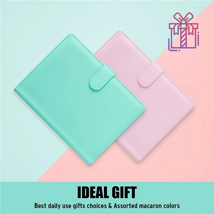 A6 Size 6-Ring PU Leather Notebook Binder Cover Magnetic Closure Planner Journal Binder Shell - Black