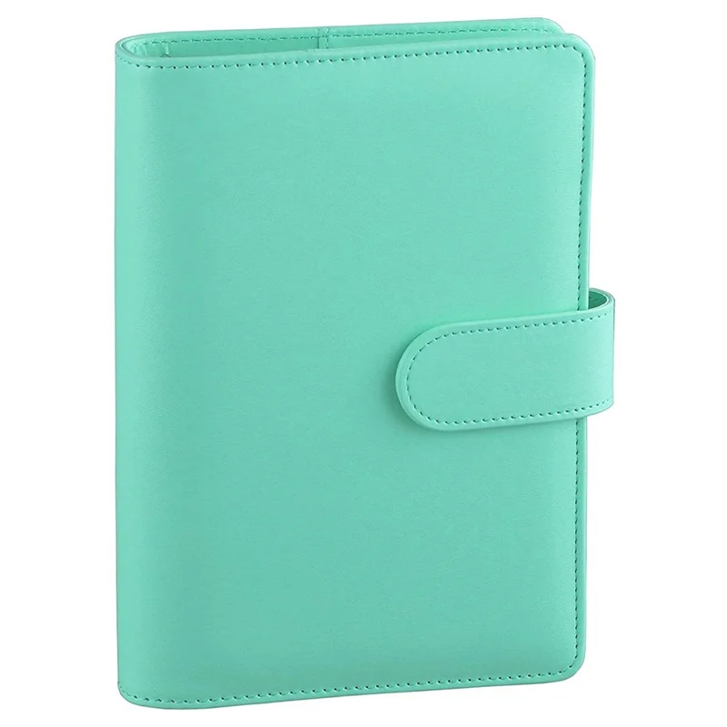 A6 Size 6-Ring PU Leather Notebook Binder Cover Magnetic Closure Planner Journal Binder Shell - Green