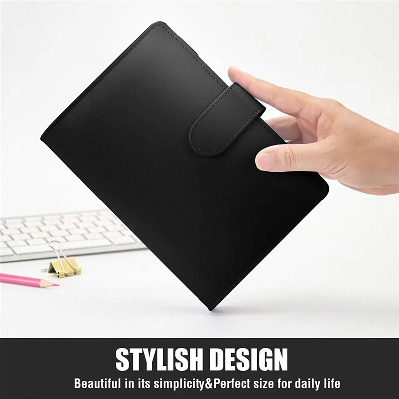 A6 Size 6-Ring PU Leather Notebook Binder Cover Magnetic Closure Planner Journal Binder Shell - Green