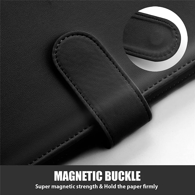 A6 Size 6-Ring PU Leather Notebook Binder Cover Magnetic Closure Planner Journal Binder Shell - Blue