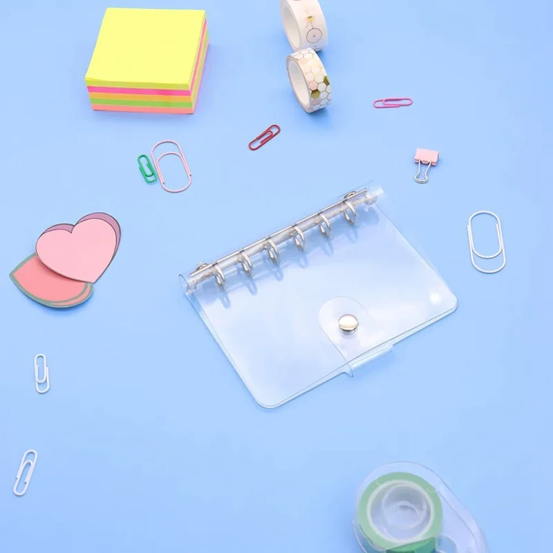 A7 PVC Binder Cover Transparent Surface Gold A7 Size Binders Loose Leaf Notebook Shell