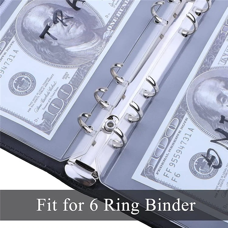 15Pcs A6 Binder Pockets with Letter Labels, PVC Zipper Binder Pouch Filling Bags for 6-Ring Binder Folders