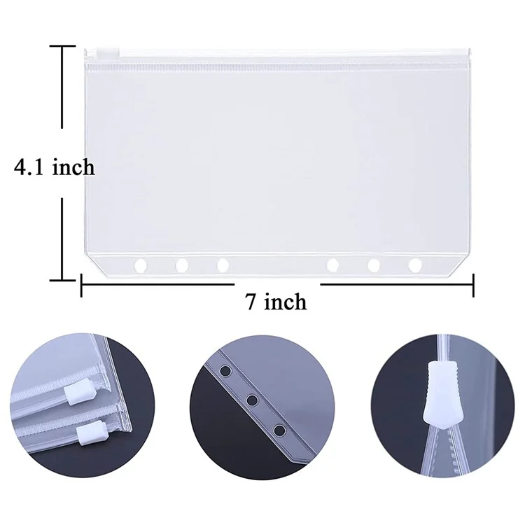 15Pcs A6 Binder Pockets with Letter Labels, PVC Zipper Binder Pouch Filling Bags for 6-Ring Binder Folders